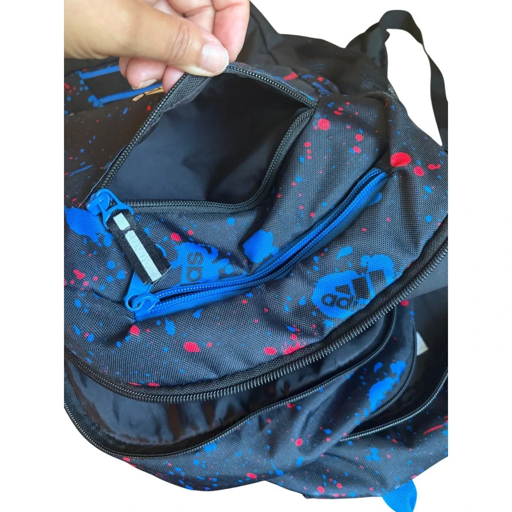 Adidas Young Creator Backpack Black Blue Red Paint Splatter Logo School Bag